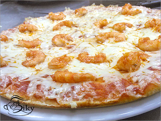 Pizza con camarones